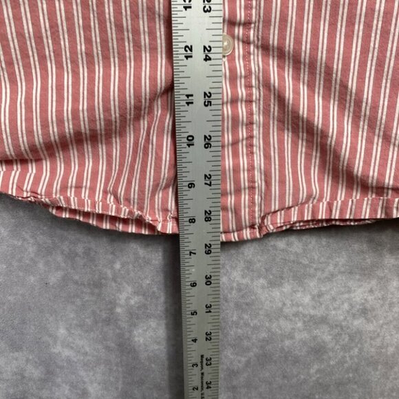American Eagle Button Shirt Men Small Red Striped Button Down Long Sleeve Preppy - Picture 8 of 10
